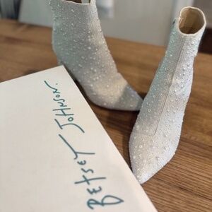Betsey Johnson White Pearl Ankle Booties